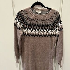 LOFT Taupe and Black Knit Sweater dress